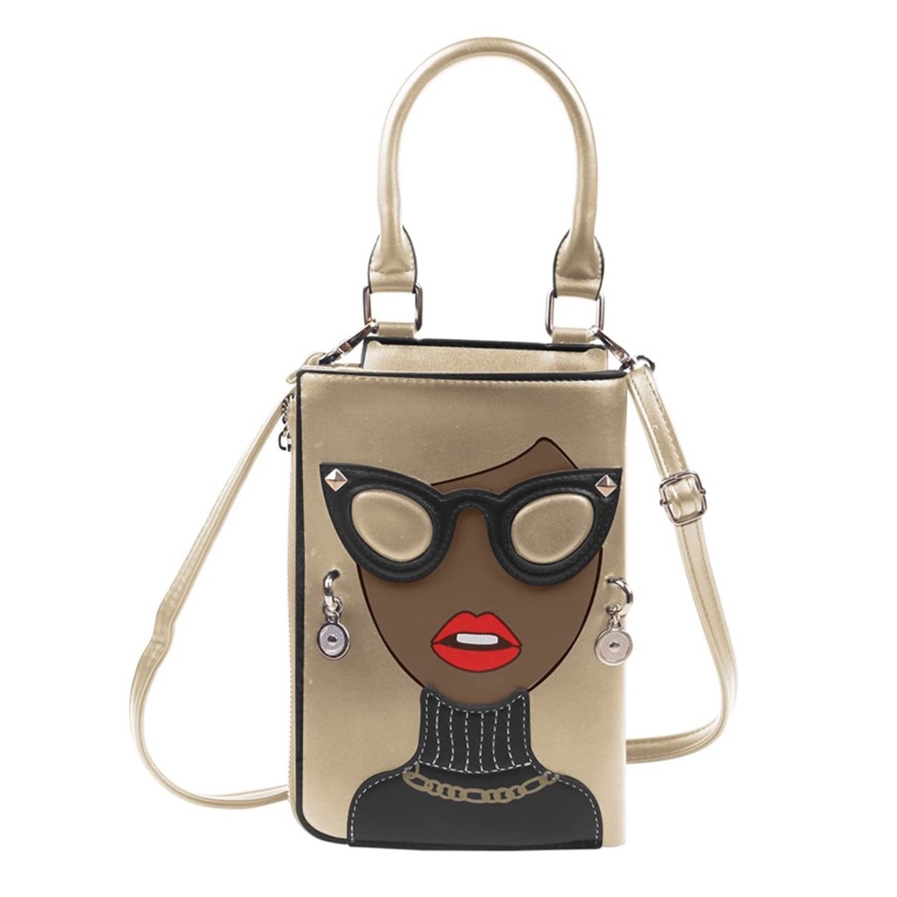 Women funky novelty lady face crossbody